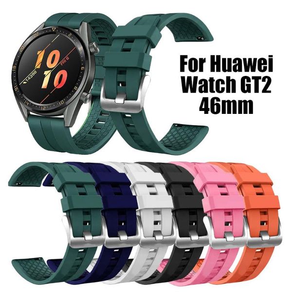 watch bands silicone strap for huawei gt2 46mm watchband silica gel bracelet de montre correa reloj pasek do zegarka, Black;brown